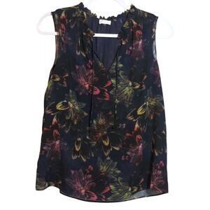 Ecru Dark Feminine Floral Sleeveless Top - Multicolor Chic Size XS
